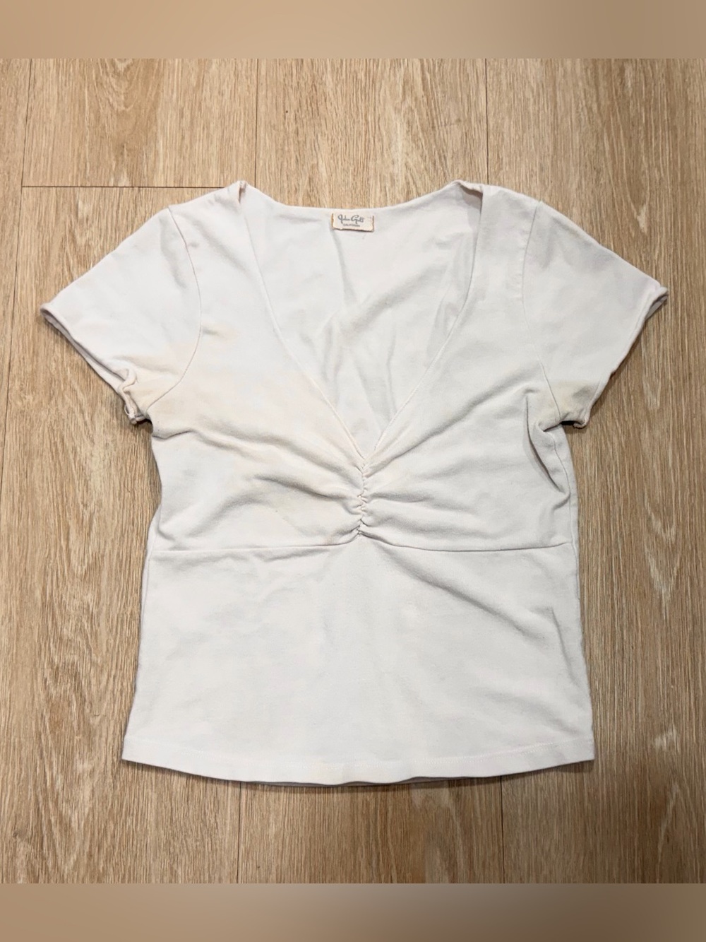 Brandy Melville Gina V-Neck Ruched Front Top